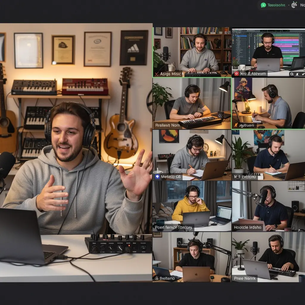 Ein Blick auf Notizen und Softwaretools, die für das Beatmaking verwendet werden.
