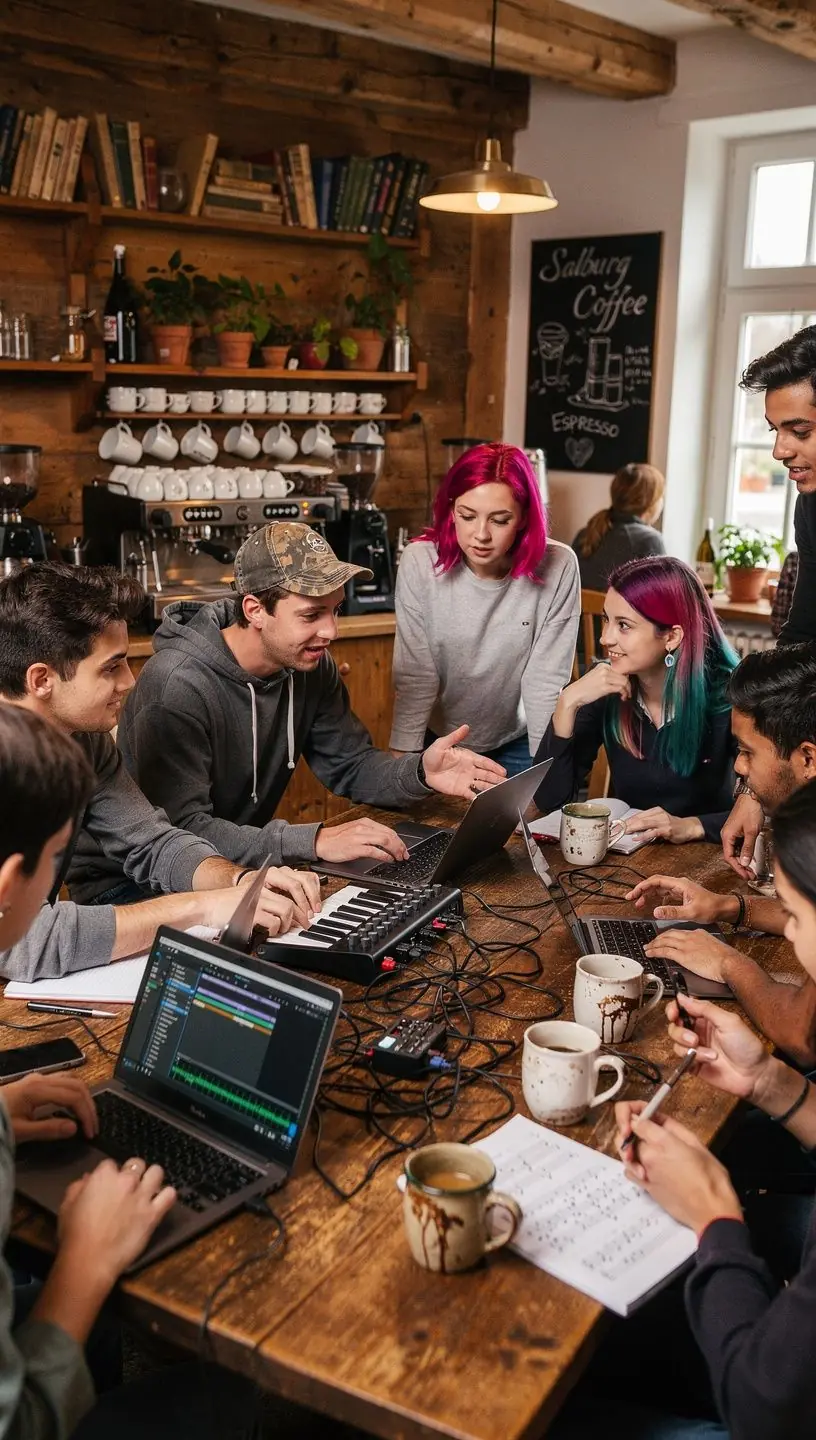 Ein Computerbildschirm zeigt komplexe Audiowellen und Mixing-Software in Aktion.