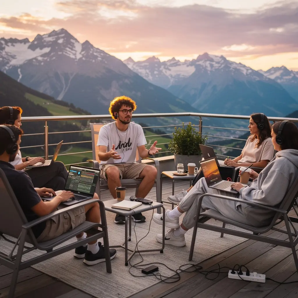 Ein Computerbildschirm zeigt komplexe Audiowellen und Mixing-Software in Aktion.